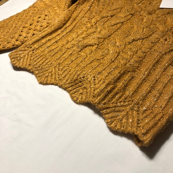 J.O.A Balloon Sleeve Cable Knit Sweater Yellow Mustard M - Picture 7 of 10